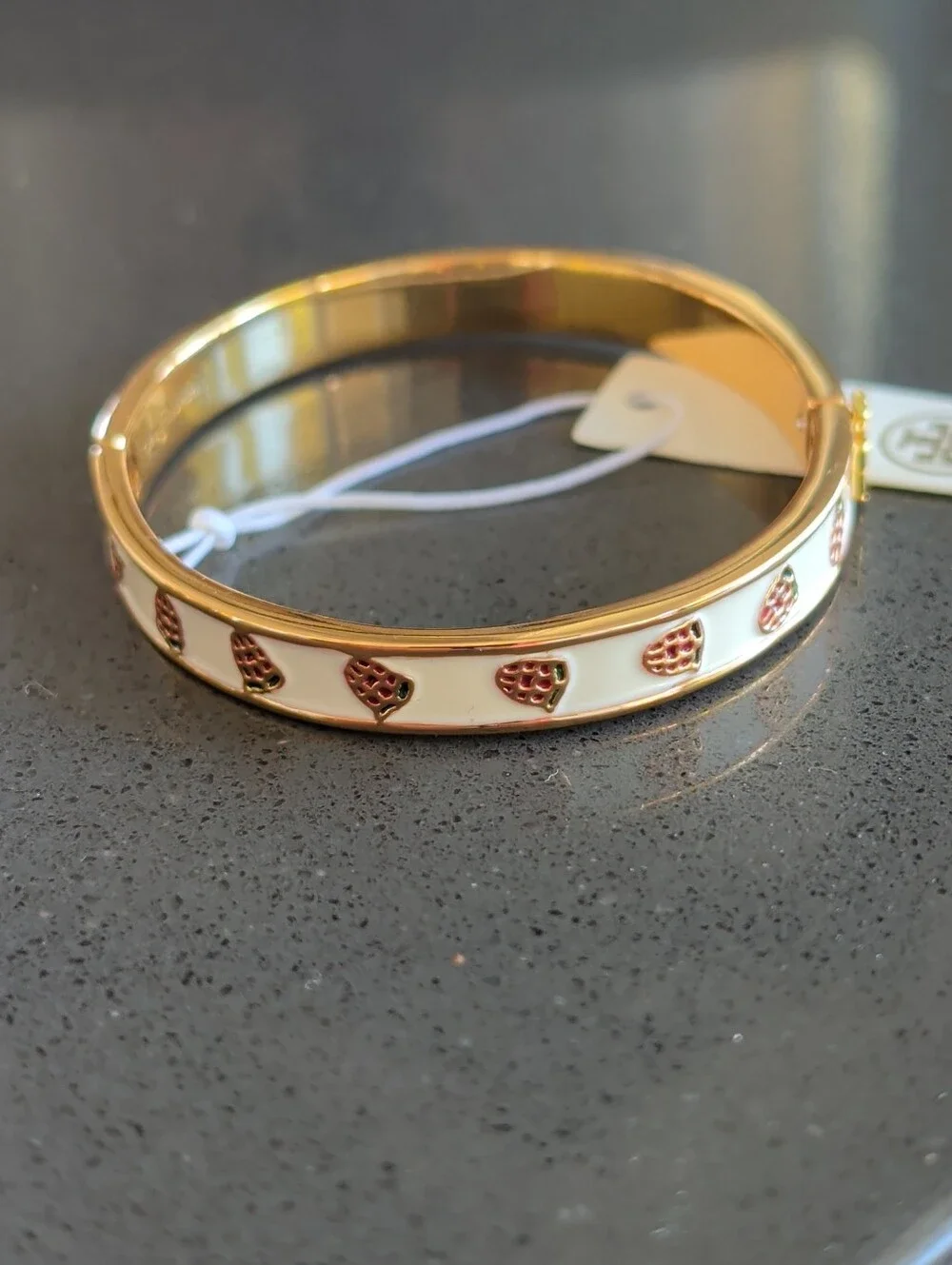 Tory Burch NWT Kira Raspberry Ground-Off Enamel 7mm Bracelet MSRP $178 W47